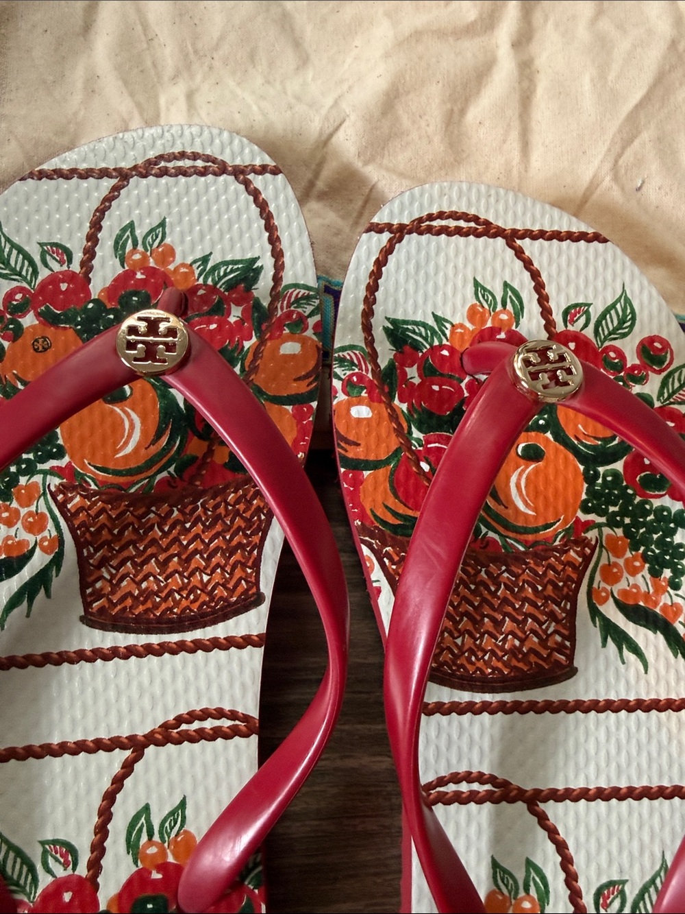 Tory Burch Floral Basket Print Flip Flop Sandals - Picture 7 of 8